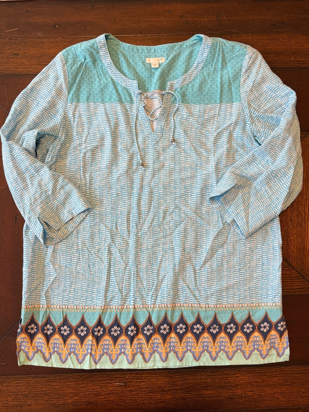 J. Jill Aqua Patterned Shell Top